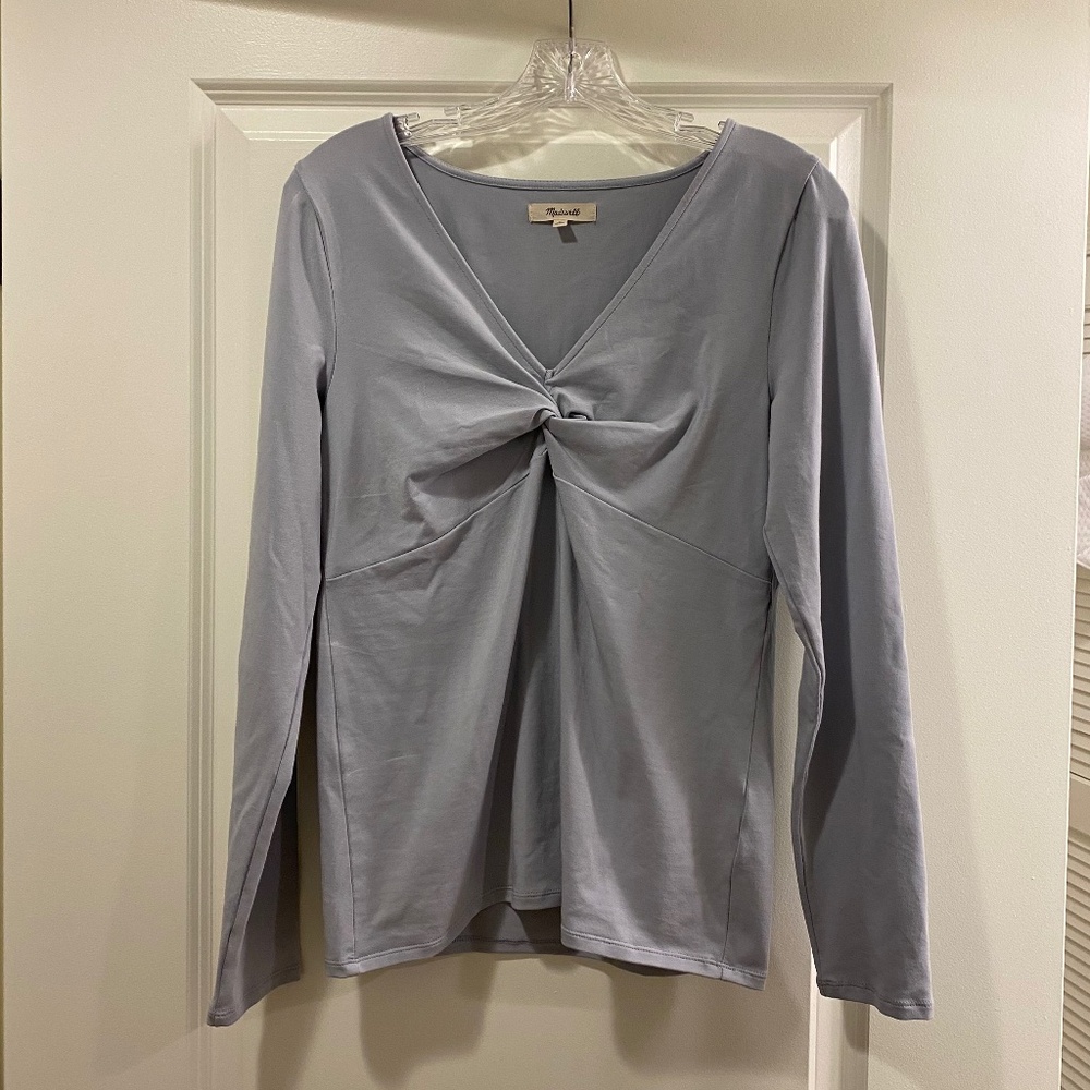 Madewell blue long sleeve v-neck top, L